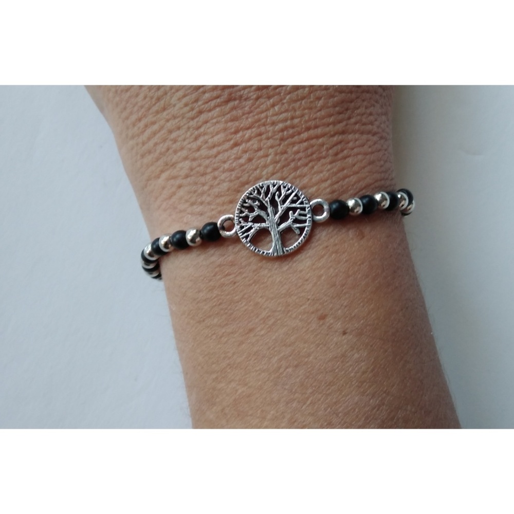 Tree Of Life Silver Stretchy Stone Bracelets